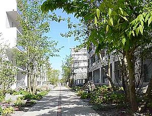 Jardin au cœur d’un îlot de logements